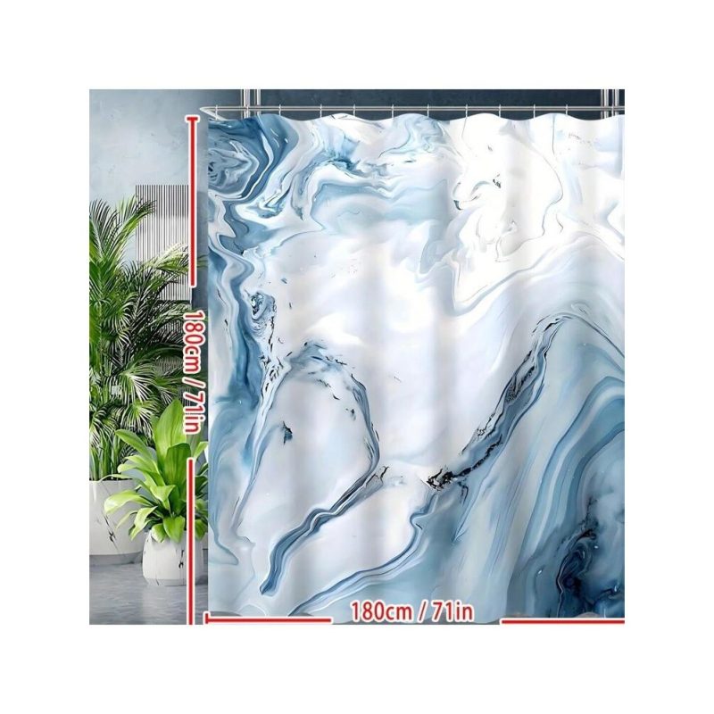Blue Marble Style Shower Curtain - Image 3
