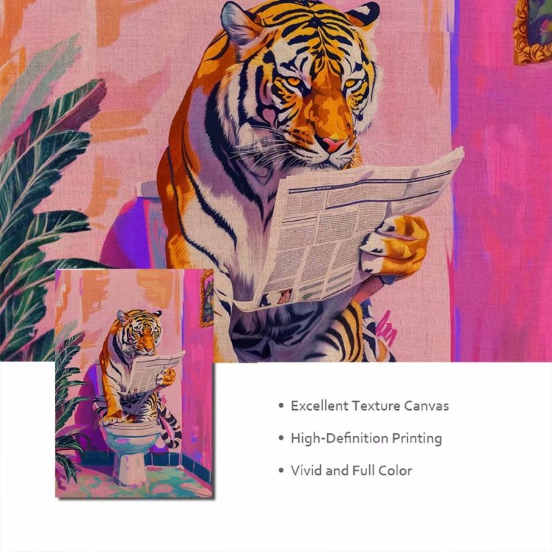 Animal Tiger In Jungle Bathroom Toilet Poster - Image 3