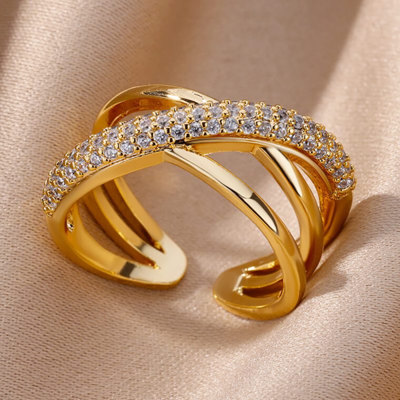 18K Gold-plated Full Diamond Women Ring - Image 8