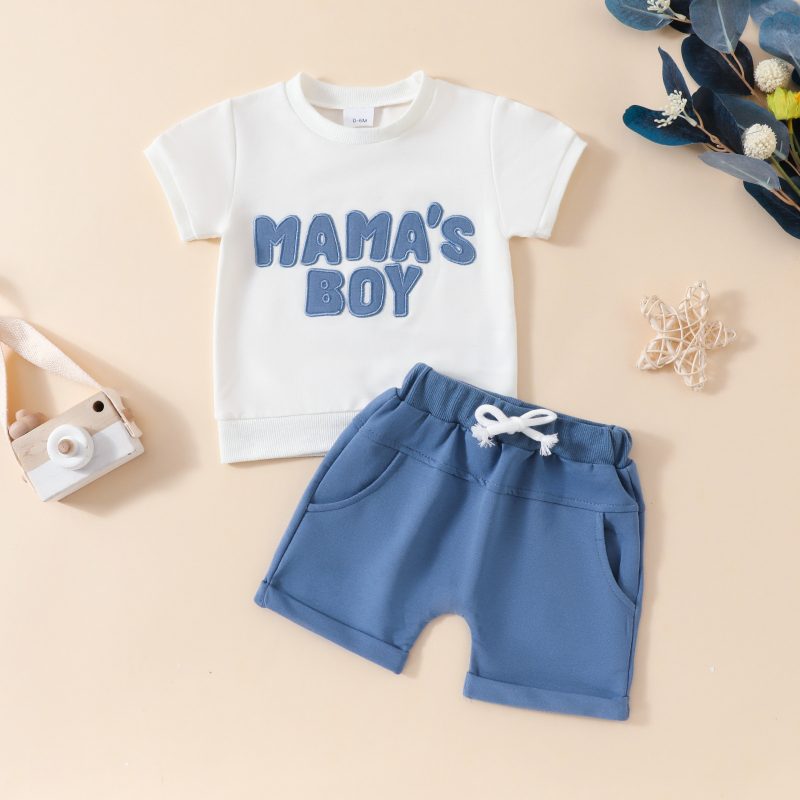 Letter Print Short-sleeve Shorts Set - Image 10