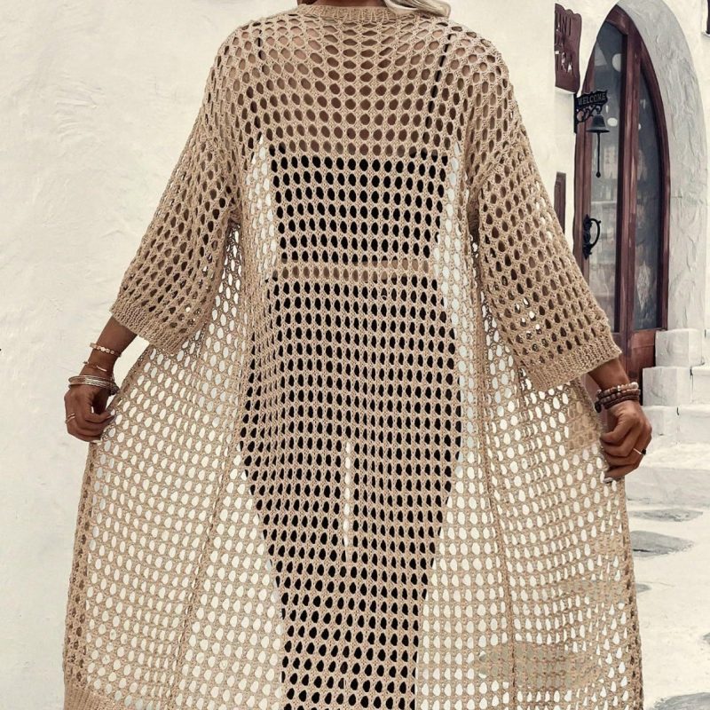 Hollow Knitted Long Cardigan - Image 2
