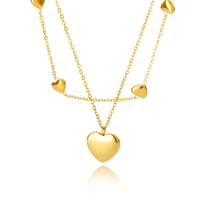Multilayer Heart Pendant Zircon Necklaces For Women - Image 3