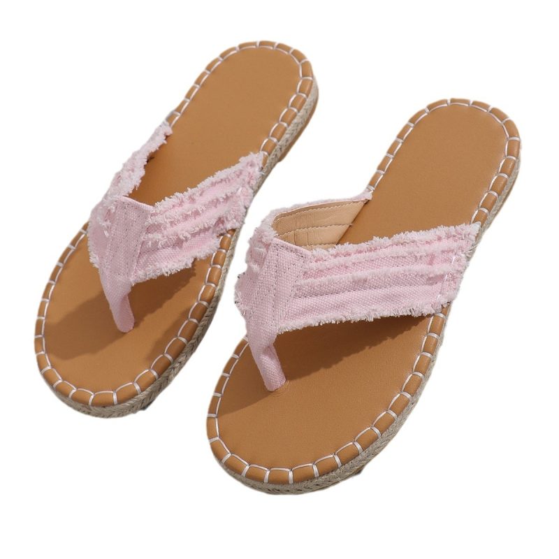 Women's Flat Straw Beach Flip Flops - Image 7