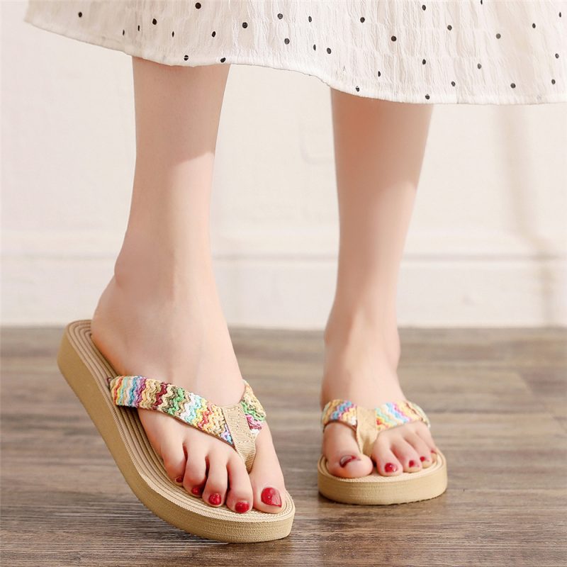 PP Grass Imitation Woven Flip Flops