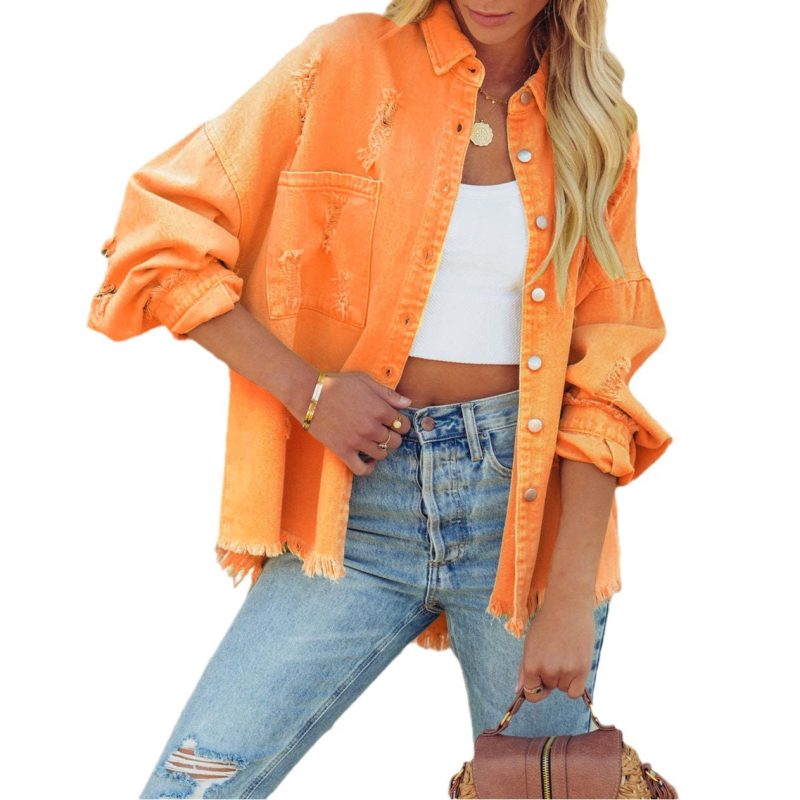 Ripped Burr Denim Coat - Image 6