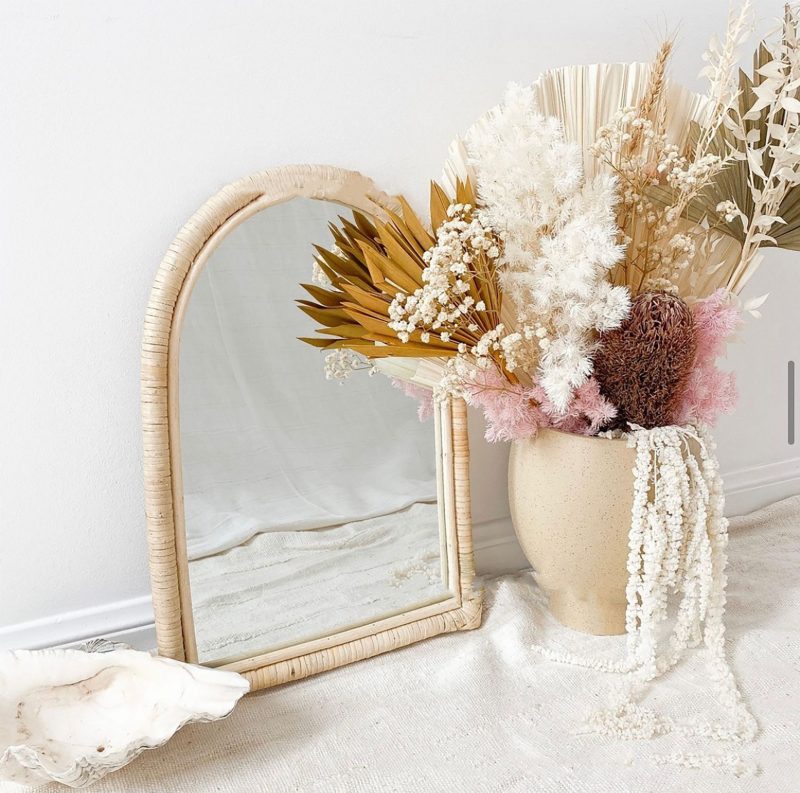 Rattan Makeup Mirror