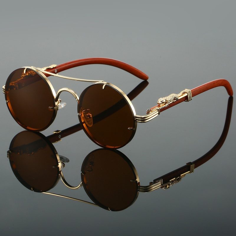 Retro Double Beam Leopard Head Sunglasses - Image 8