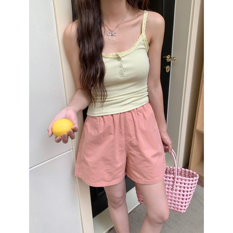 Elastic Waist Washed Cotton A- Line Shorts - Image 9