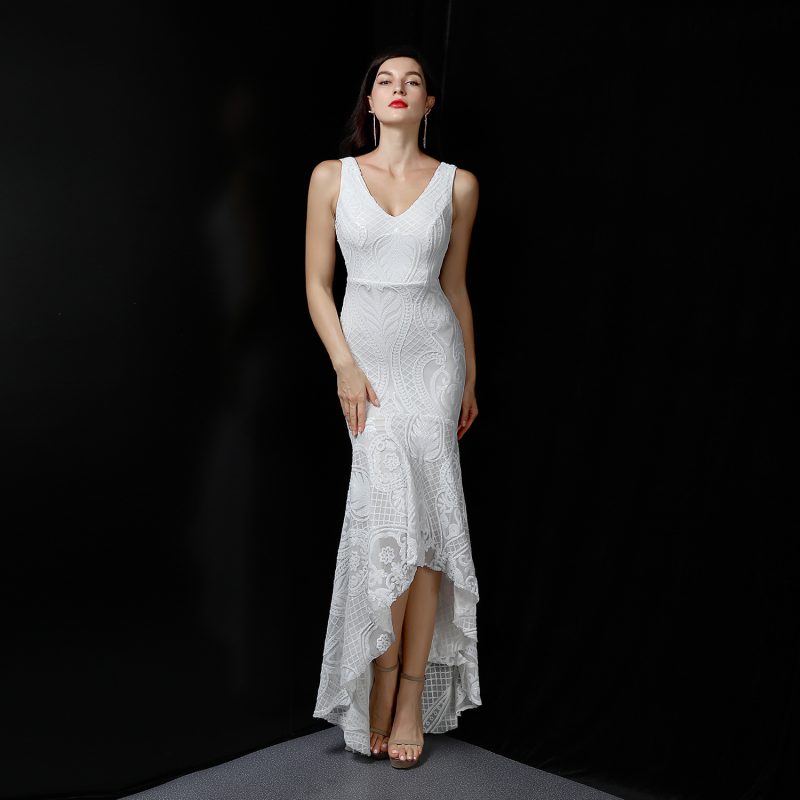 Evening Female V-neck Sexy Night Show Dinner Dress - Image 3