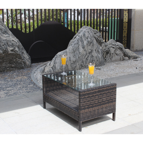 Outdoor Coffee Table With Clear Tempered Glass