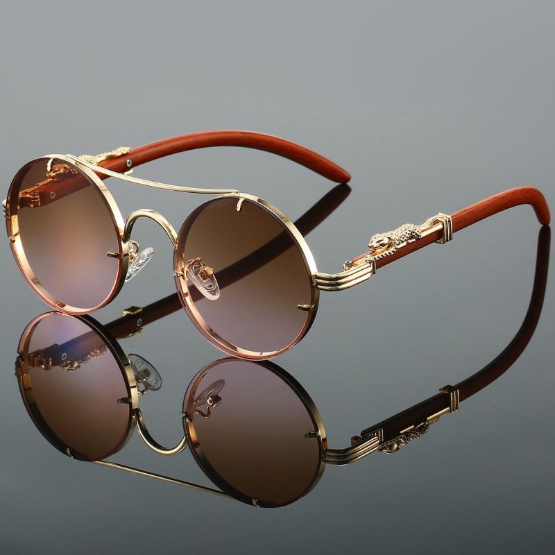 Retro Double Beam Leopard Head Sunglasses - Image 7
