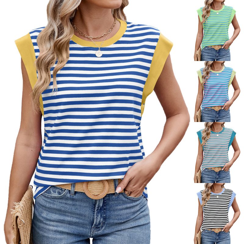 Striped Contrast Color Tops - Image 9