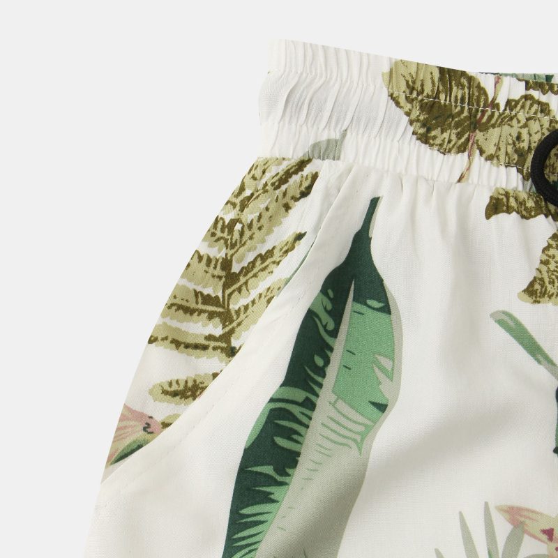 Casual Print Leaves Men's Youth Shorts Suit - Image 8