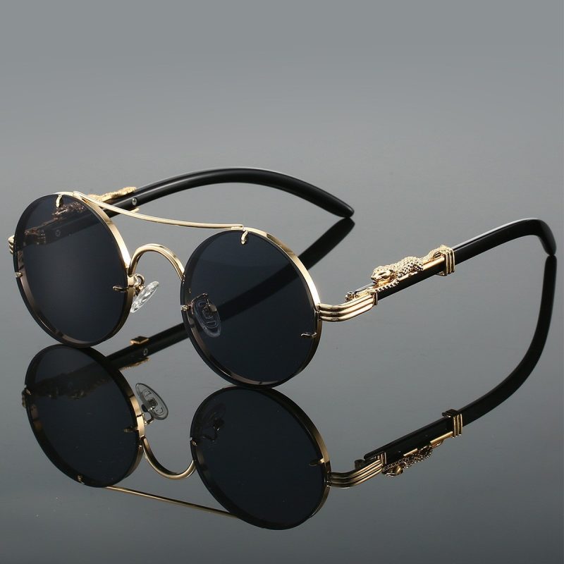 Retro Double Beam Leopard Head Sunglasses - Image 6