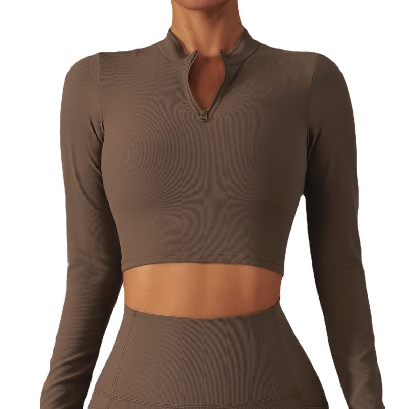 Long Sleeve Stand Collar Zipper Dry Top - Image 6