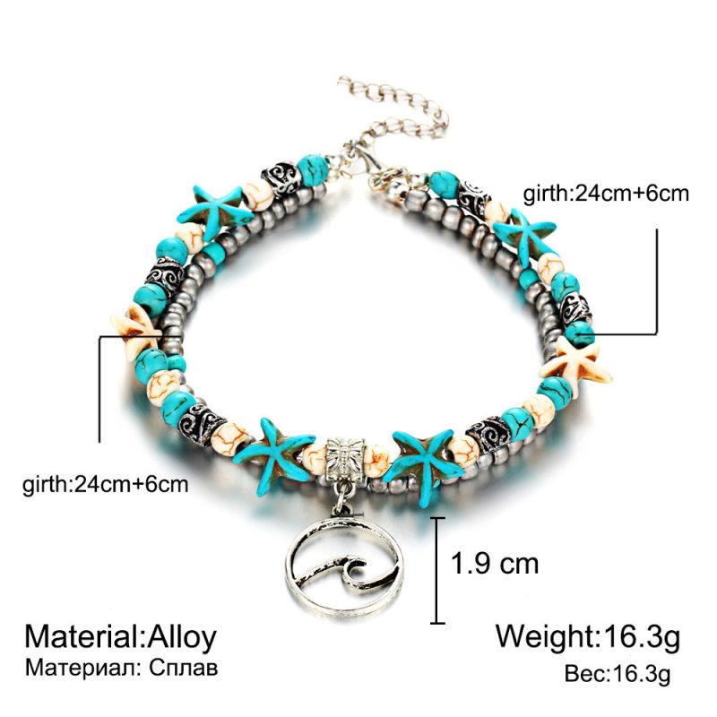 Green Blue Star Fish Beauty Anklet - Image 2