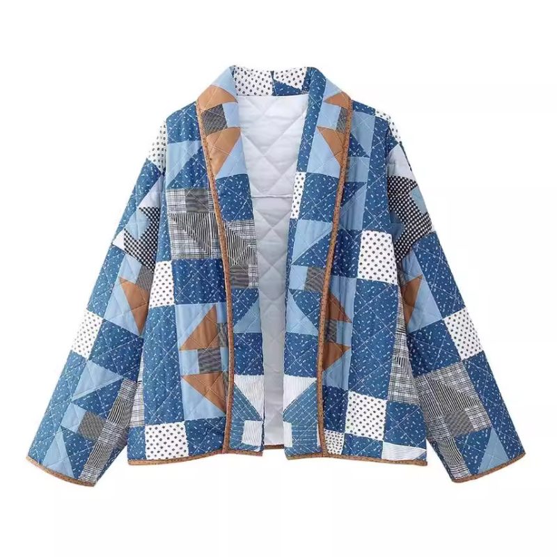 Geometric Pattern Print Jacket - Image 4