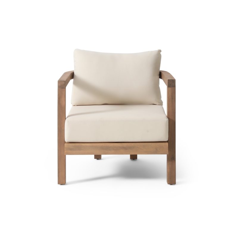 Outdoor Acacia Waterproof Thick Cushion Deep Chair - Image 4