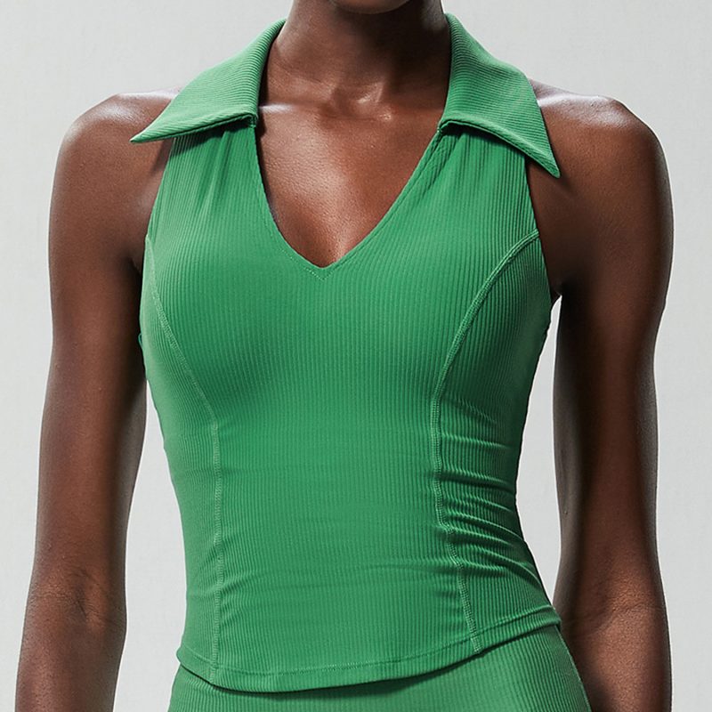 Shockproof Quick-drying V-Neck Collar Sports Top - Image 3