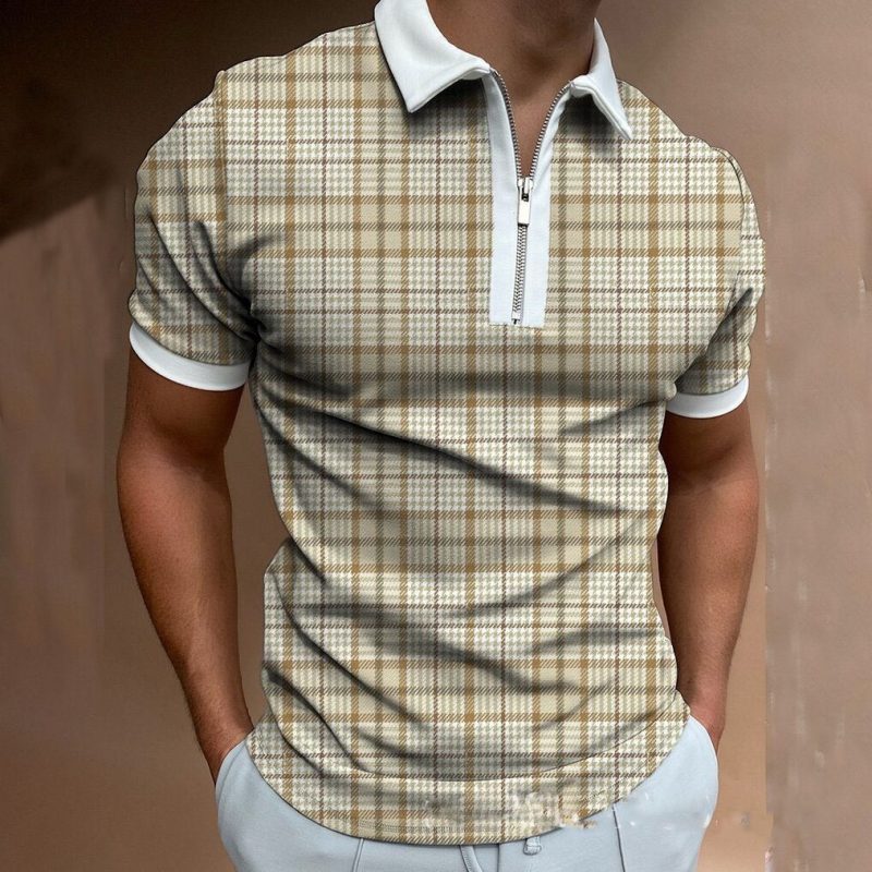 Zipper Check Polo Shirt