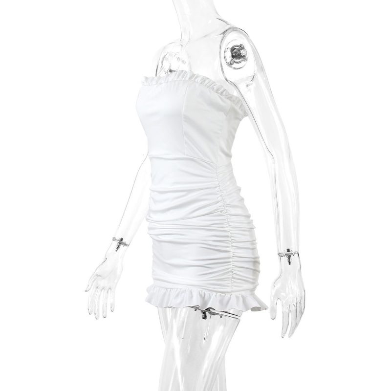 Women's Pleated Summer Wrap Chest Ruffled Dress - Image 3