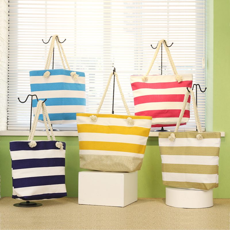 Casual Large Capacity Striped Shoulder Bags - Image 4