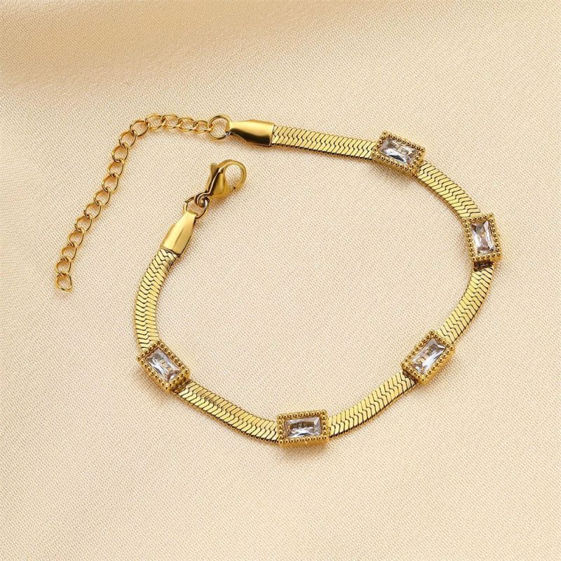 18K Gold Titanium Emerald Zircon Bracelet - Image 6