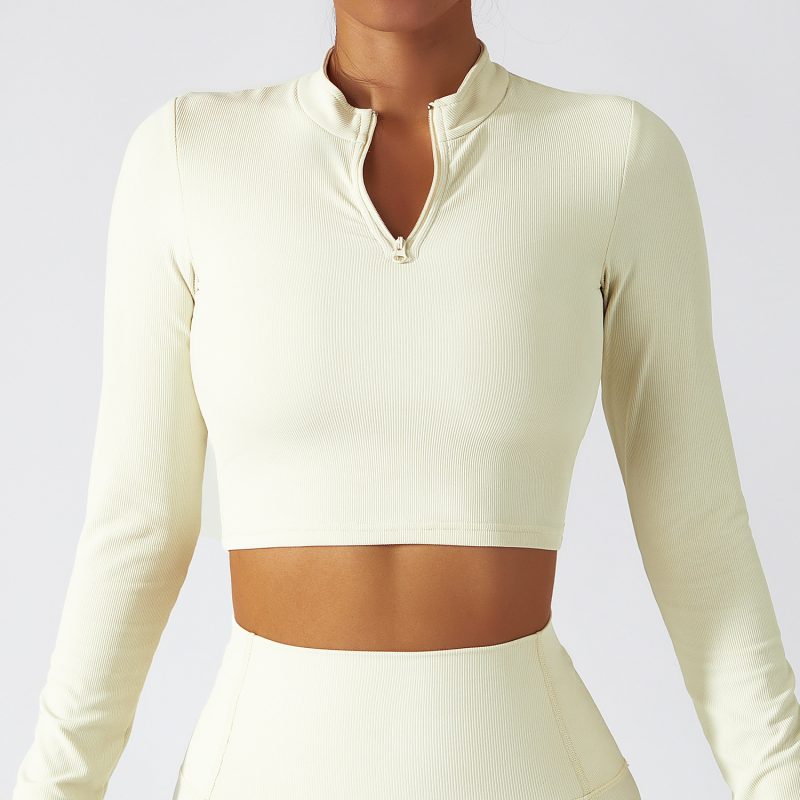 Long Sleeve Stand Collar Zipper Dry Top - Image 3