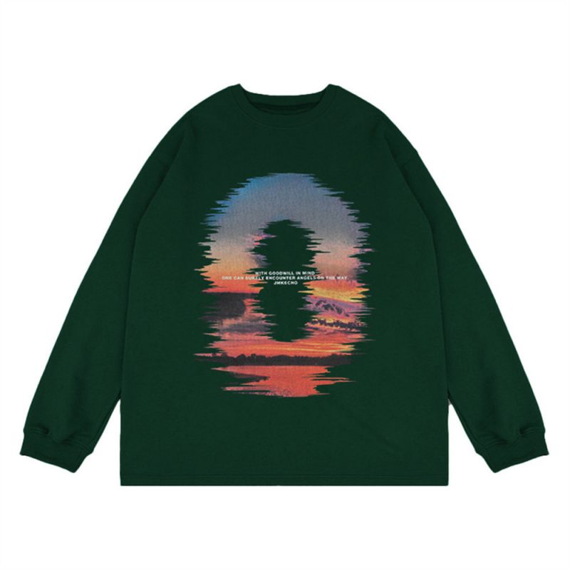 Sunset Printed Loose Sweatshirt Men - Image 6