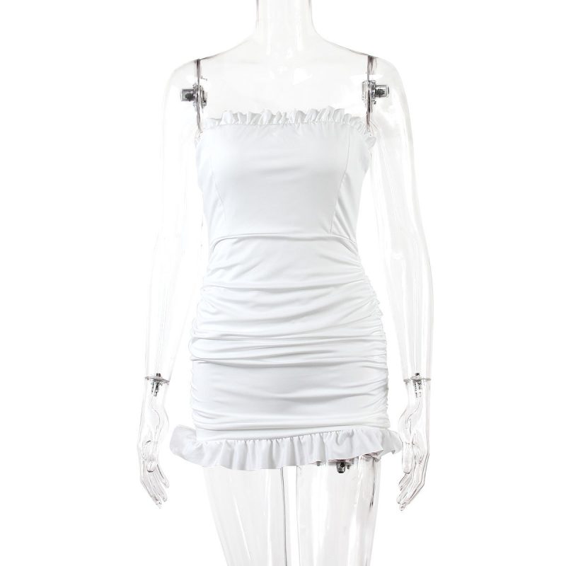 Women's Pleated Summer Wrap Chest Ruffled Dress - Image 2