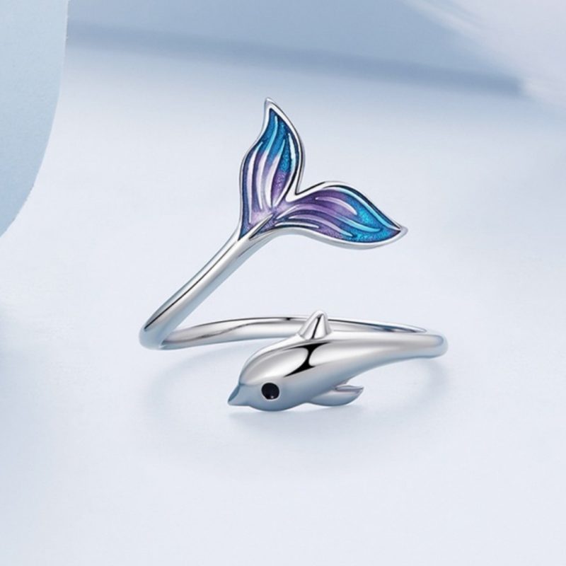 Gradient Dripping Dolphin Open Ring