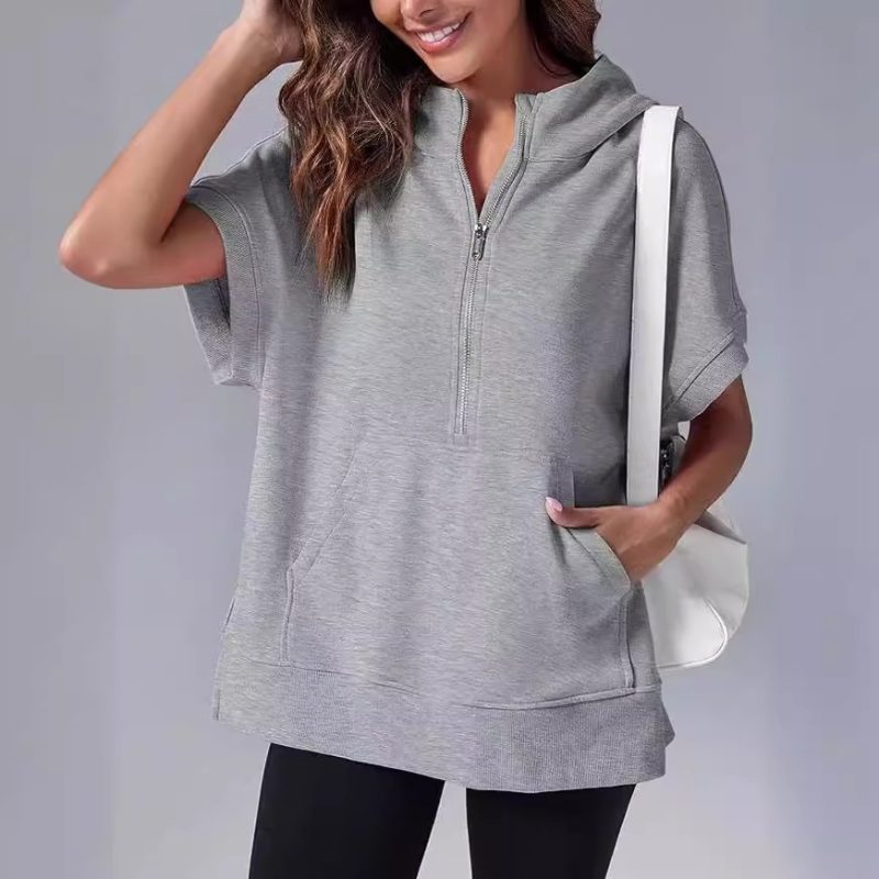 Short-Sleeved Hooded Sweater - Image 9