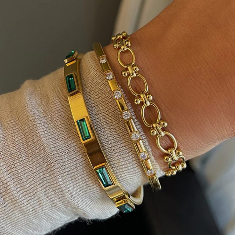 Stainless Steel Gold-plated Bracelets With Zirconia - Image 7