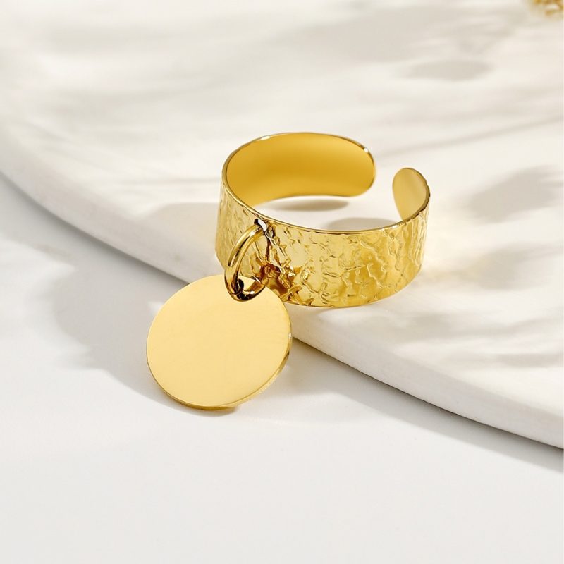 Ins Simple 18K Gold Stainless Steel Pendant Rings