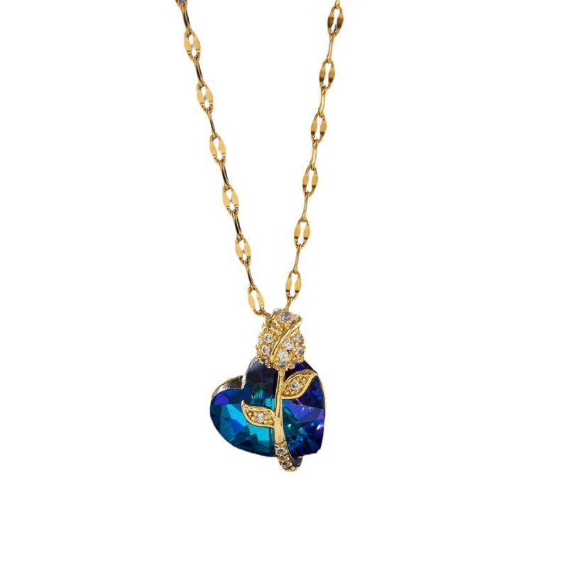 Women's Sapphire Heart Pendant Necklace - Image 5