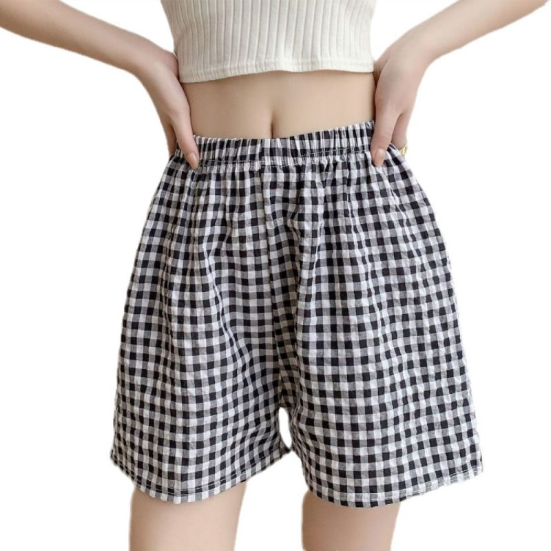 Thin Cotton Silk Plaid Shorts - Image 3