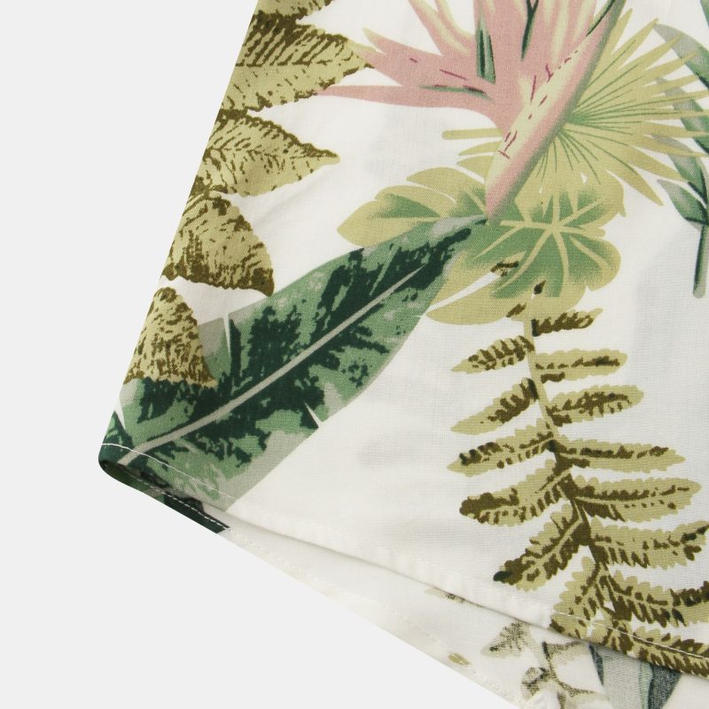 Casual Print Leaves Men's Youth Shorts Suit - Image 7