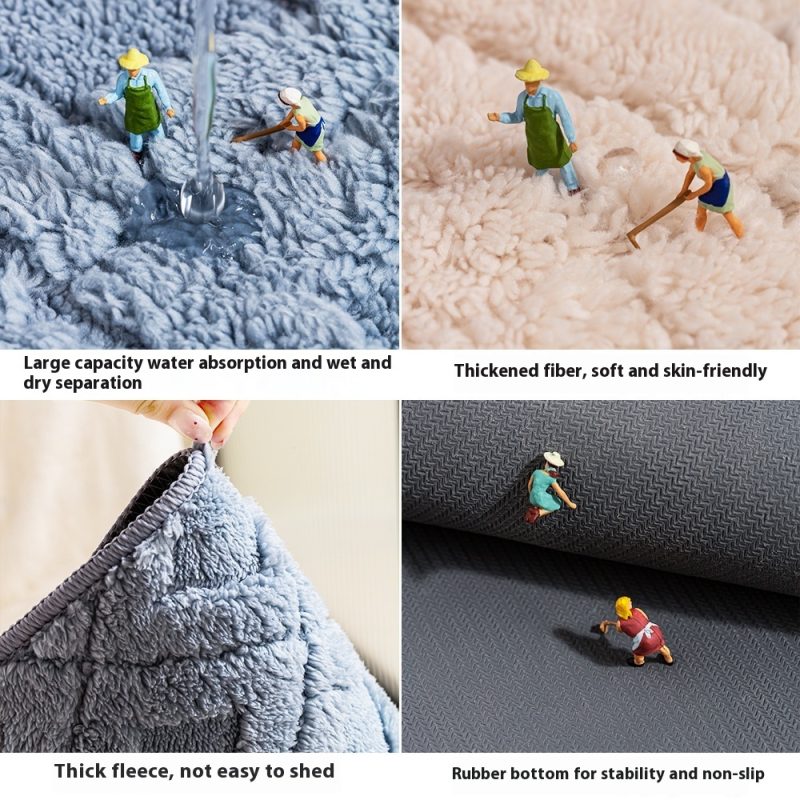 Absorbent Rhombus Plush Bathroom Door Mat - Image 4