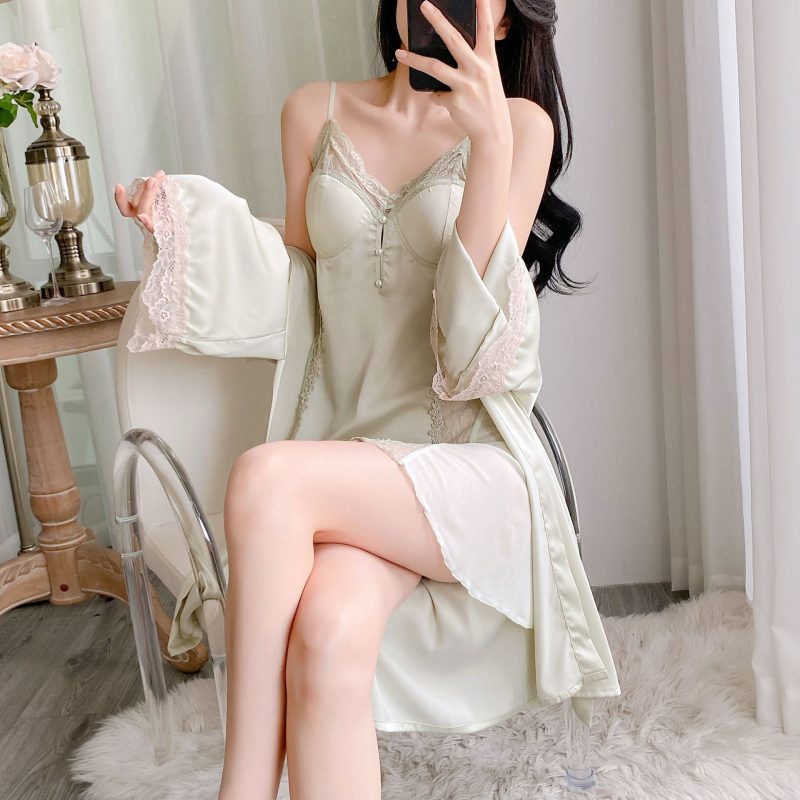 Ice Silk Gown Two-piece Set