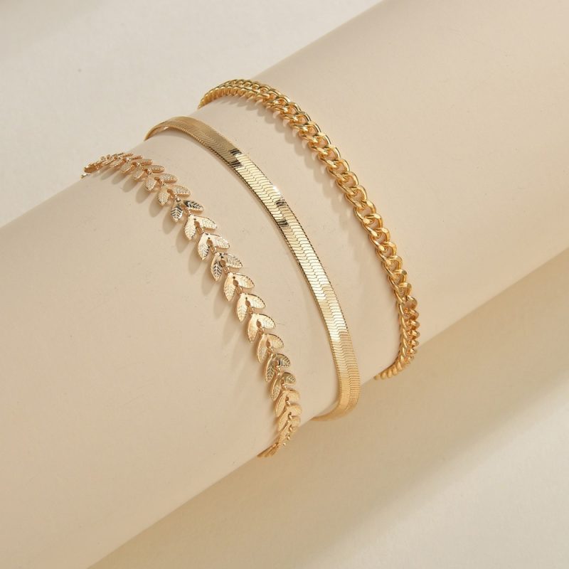 Personalized Retro Metal Chain Leaves Anklets - Image 6