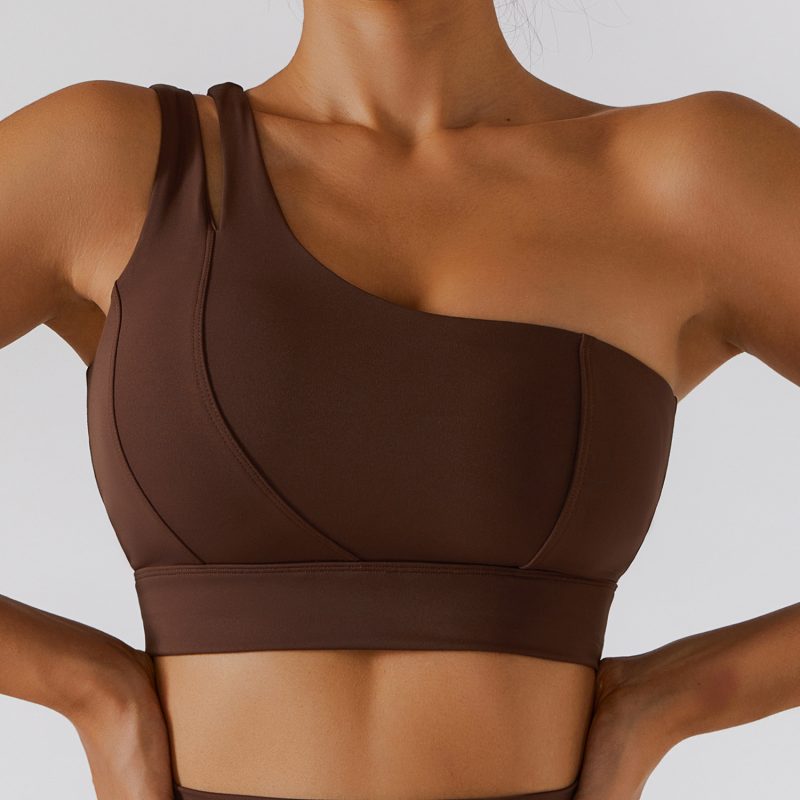 Ribbed One Shoulder Back Bra Yoga Pants Set - Image 4