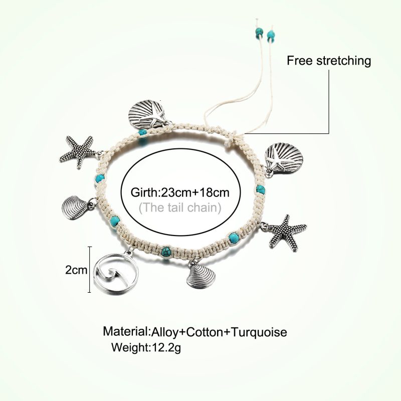 Green Blue Star Fish Beauty Anklet - Image 3