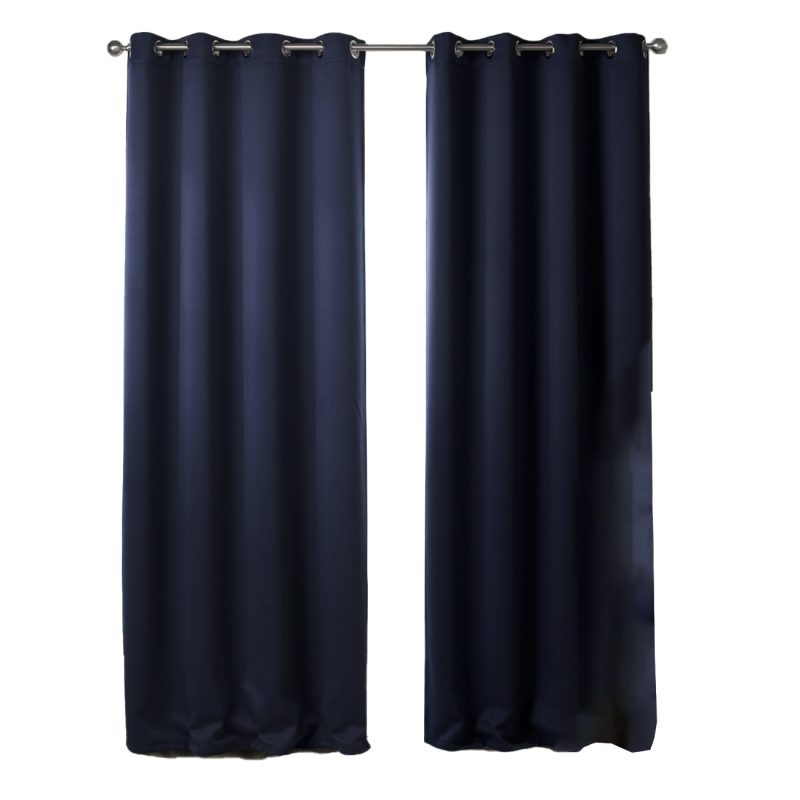 Dark Blue Bedroom Blackout Printed Curtains - Image 5