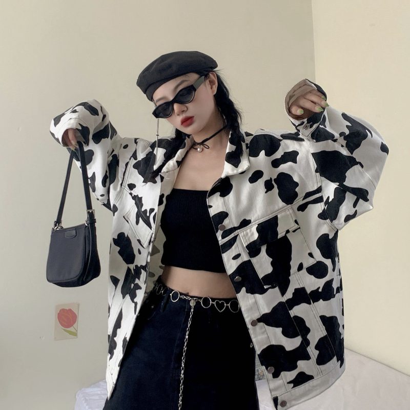 Cow Print Long Sleeve Jacket
