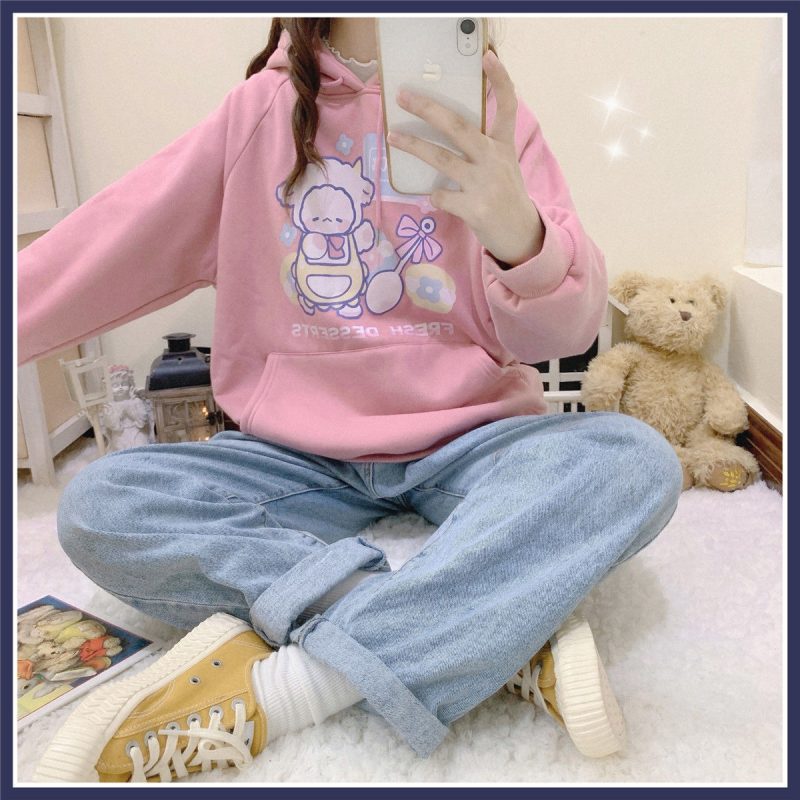 Velvet Padded Sweater With Hoodie - Image 5