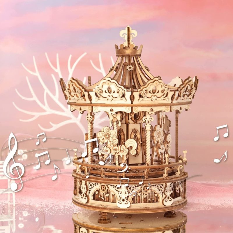 3D Wooden Rotating Romantic Carousel Puzzle - Image 10