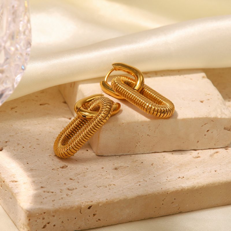 Stainless Steel Chain Dangle Earrings - Image 5