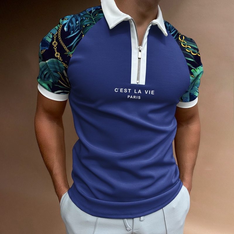 Color Matching Sports Polo Shirt - Image 9