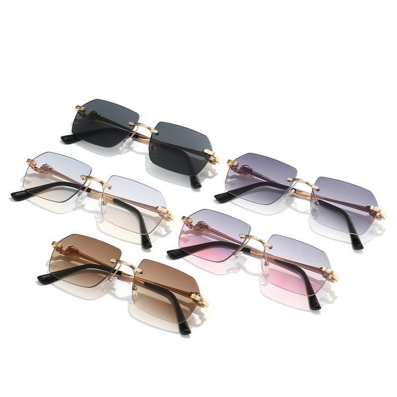 Frameless Trimming Leopard Sunglasses - Image 2