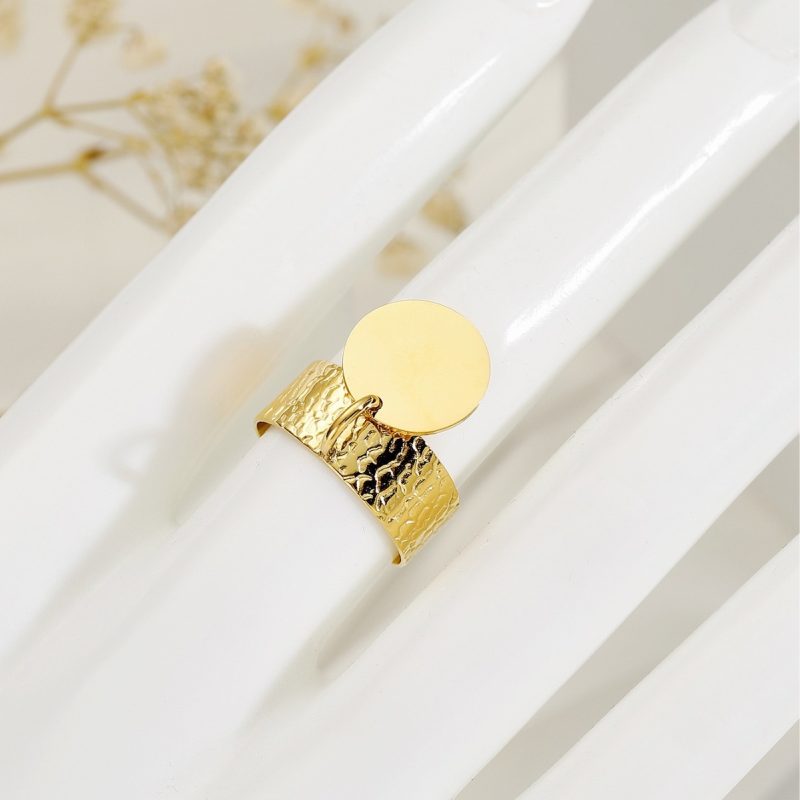 Ins Simple 18K Gold Stainless Steel Pendant Rings - Image 8